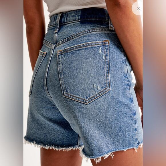 Abercrombie & Fitch The Dad Shorts High Rise 5” Jean Shorts Distressed - Picture 9 of 9